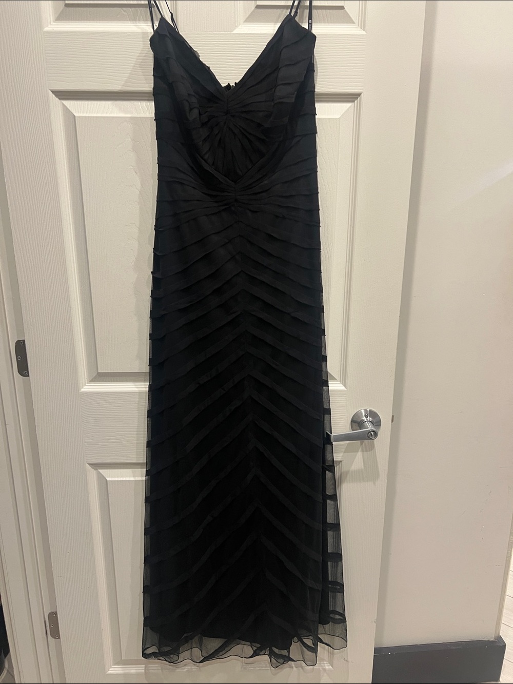 Elegant Black Layered V-Neck Maxi Dress